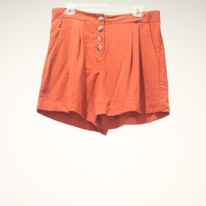 Women's Orange Button-Up Shorts